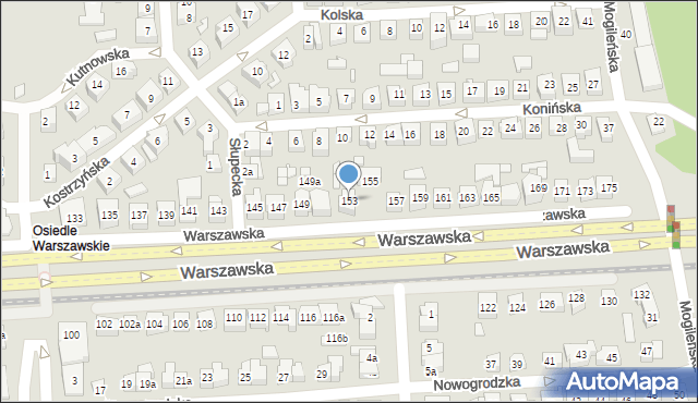 Poznań, Warszawska, 153, mapa Poznania