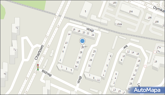 Poznań, Wagi, 26, mapa Poznania