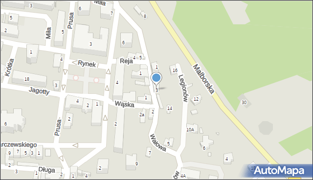 Prabuty, Wałowa, 3, mapa Prabuty