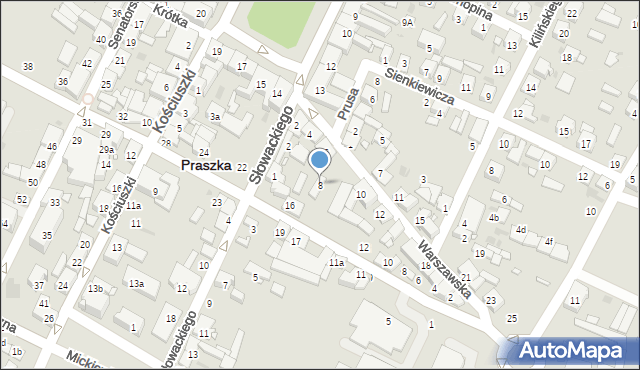 Praszka, Warszawska, 8, mapa Praszka