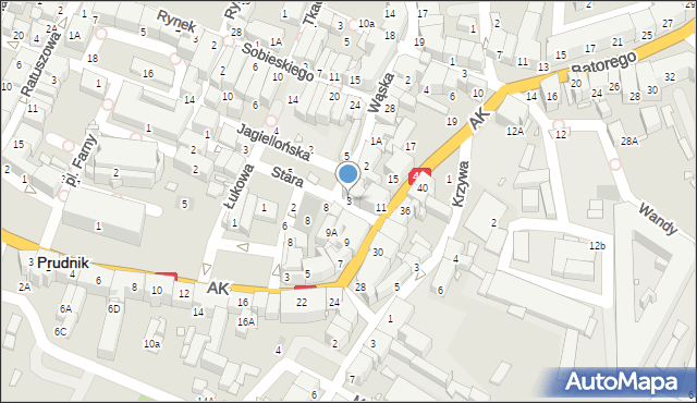 Prudnik, Wąska, 3, mapa Prudnik