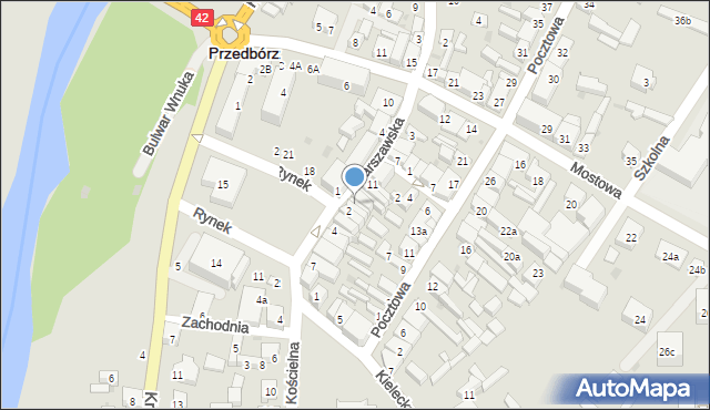Przedbórz, Warszawska, 19, mapa Przedbórz