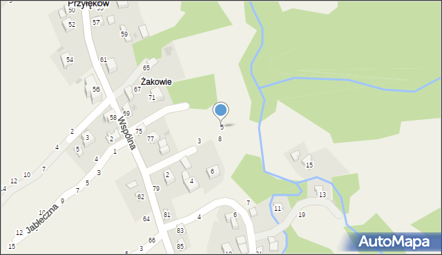Przyłęków, Waligórska, 5, mapa Przyłęków