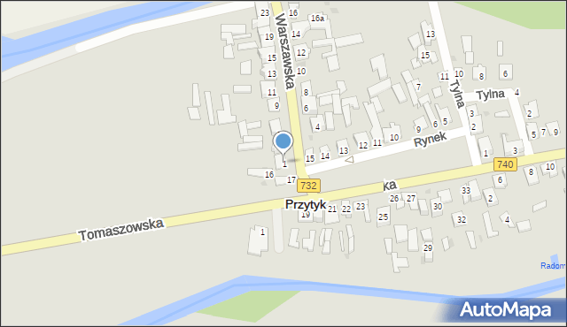 Przytyk, Warszawska, 1, mapa Przytyk