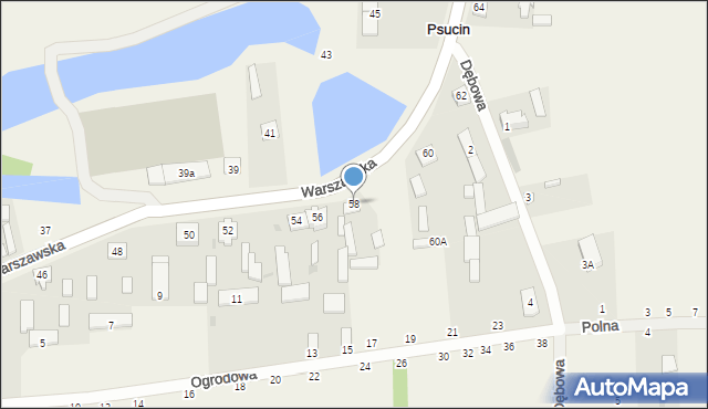 Psucin, Warszawska, 58, mapa Psucin