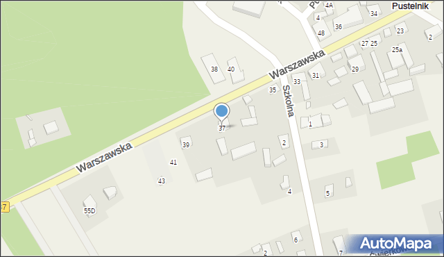 Pustelnik, Warszawska, 37, mapa Pustelnik