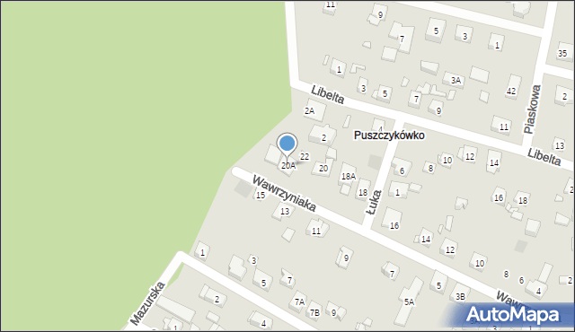 Puszczykowo, Wawrzyniaka Piotra, ks., 20A, mapa Puszczykowo