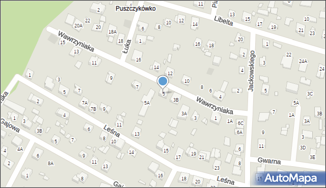Puszczykowo, Wawrzyniaka Piotra, ks., 5, mapa Puszczykowo