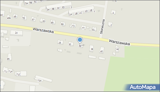 Pyrzyce, Warszawska, 34, mapa Pyrzyce