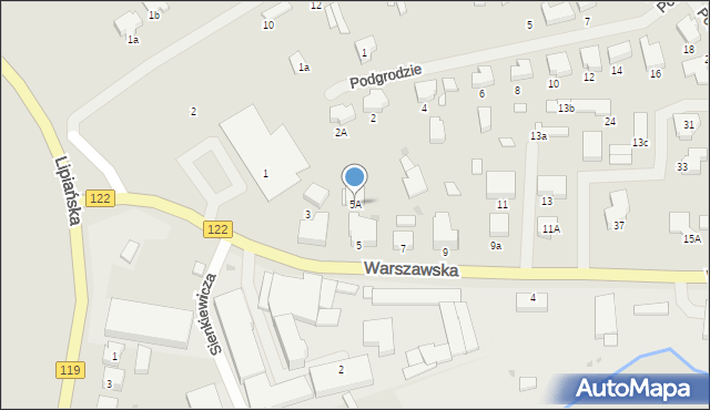 Pyrzyce, Warszawska, 5A, mapa Pyrzyce