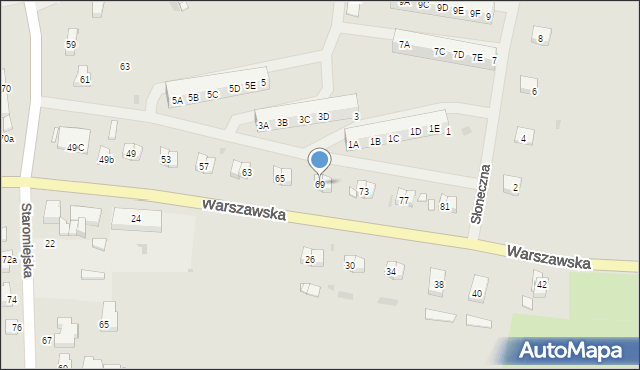 Pyrzyce, Warszawska, 69, mapa Pyrzyce