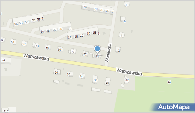 Pyrzyce, Warszawska, 81, mapa Pyrzyce