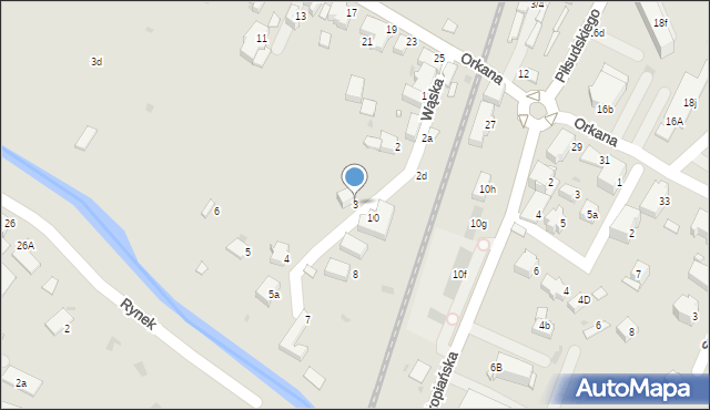 Rabka-Zdrój, Wąska, 3, mapa Rabka-Zdrój