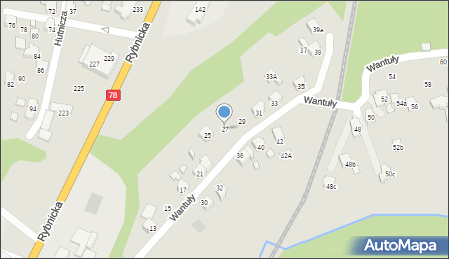 Radlin, Wantuły Jana, 27, mapa Radlin