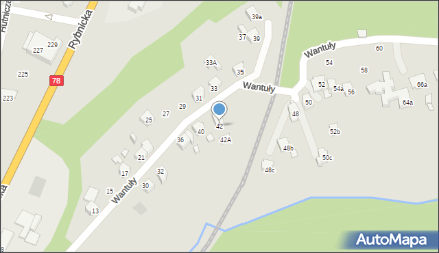 Radlin, Wantuły Jana, 42, mapa Radlin