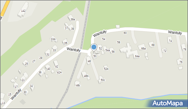 Radlin, Wantuły Jana, 50B, mapa Radlin