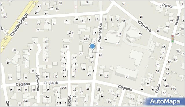 Radom, Warneńska, 11A, mapa Radomia