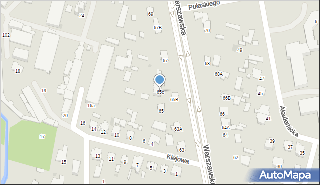 Radom, Warszawska, 65c, mapa Radomia