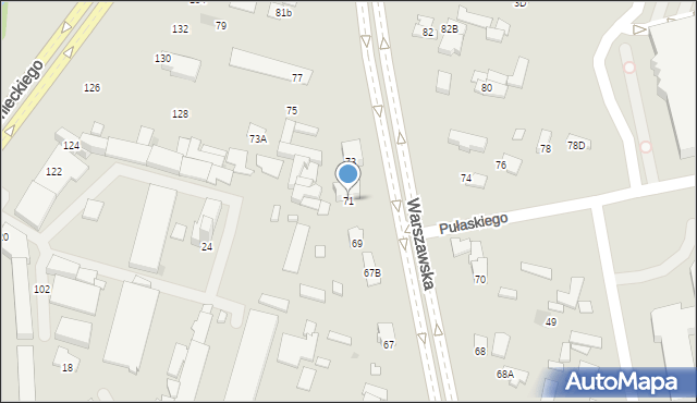 Radom, Warszawska, 71, mapa Radomia