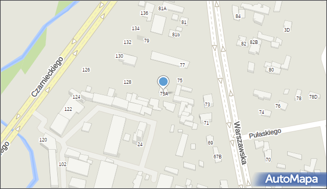 Radom, Warszawska, 73A, mapa Radomia