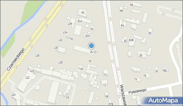 Radom, Warszawska, 77, mapa Radomia