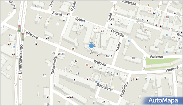 Radom, Wałowa, 22, mapa Radomia