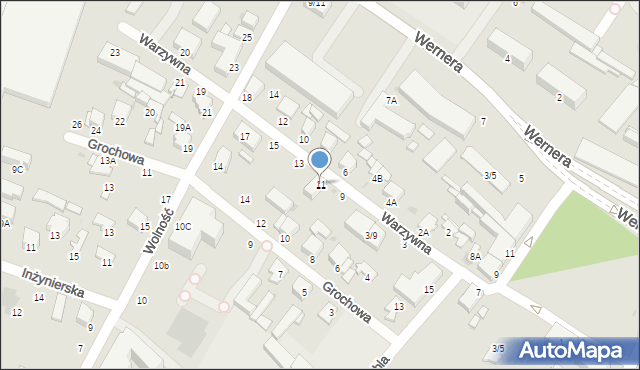 Radom, Warzywna, 11, mapa Radomia