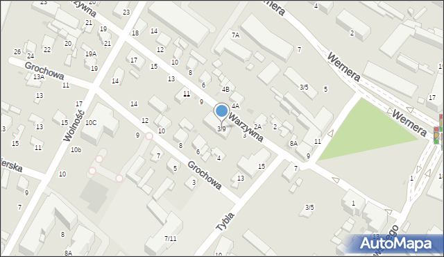 Radom, Warzywna, 3/9, mapa Radomia