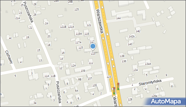 Radom, Warszawska, 113, mapa Radomia
