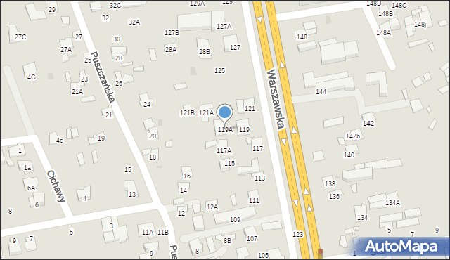 Radom, Warszawska, 119A, mapa Radomia