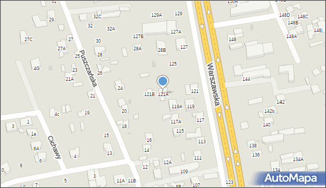 Radom, Warszawska, 121A, mapa Radomia