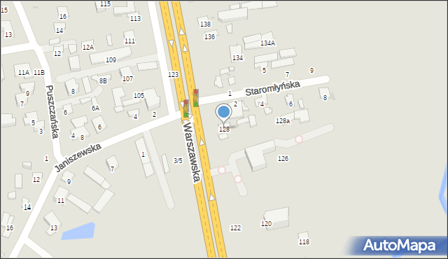 Radom, Warszawska, 128, mapa Radomia