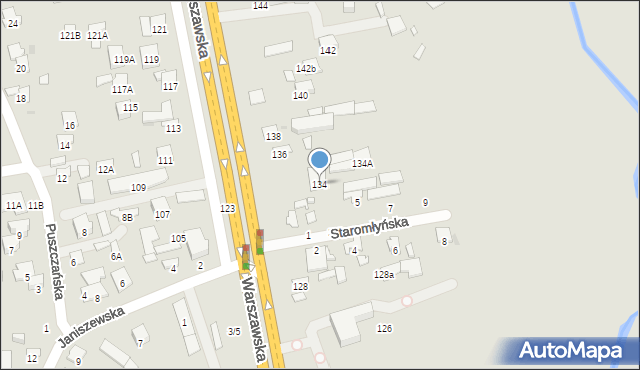 Radom, Warszawska, 134, mapa Radomia