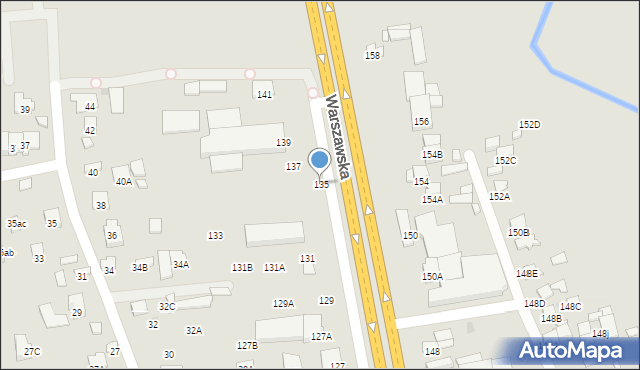 Radom, Warszawska, 135, mapa Radomia