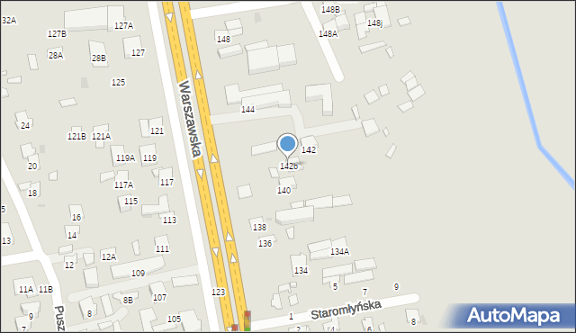 Radom, Warszawska, 142b, mapa Radomia