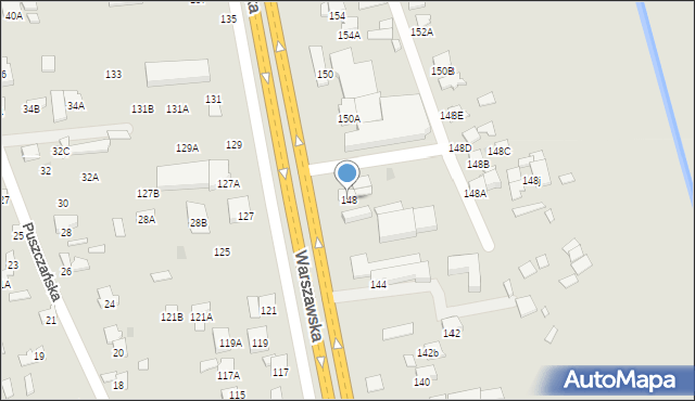 Radom, Warszawska, 148, mapa Radomia