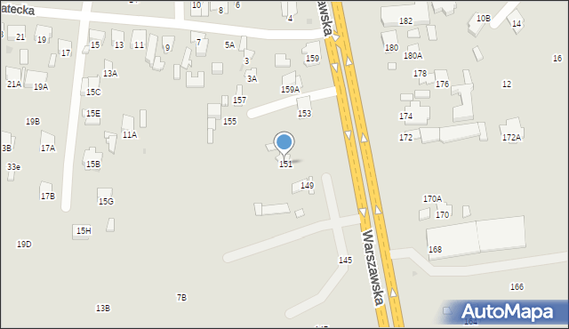 Radom, Warszawska, 151, mapa Radomia