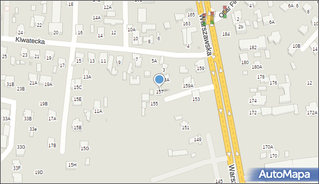 Radom, Warszawska, 157, mapa Radomia