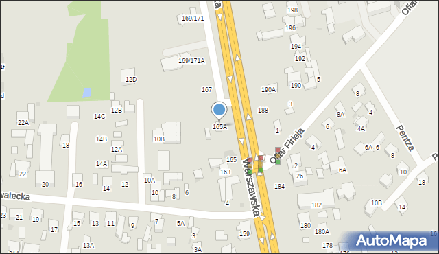 Radom, Warszawska, 165A, mapa Radomia