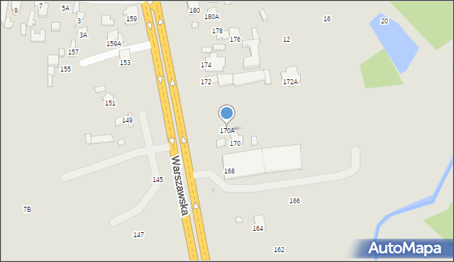 Radom, Warszawska, 170A, mapa Radomia
