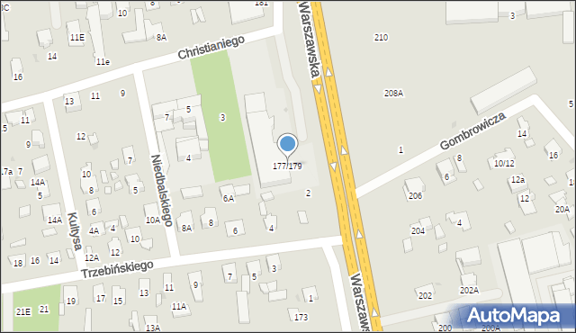 Radom, Warszawska, 177/179, mapa Radomia