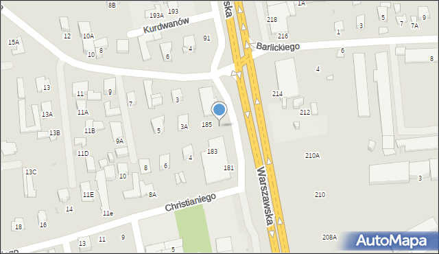 Radom, Warszawska, 185, mapa Radomia