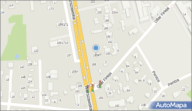 Radom, Warszawska, 190A, mapa Radomia