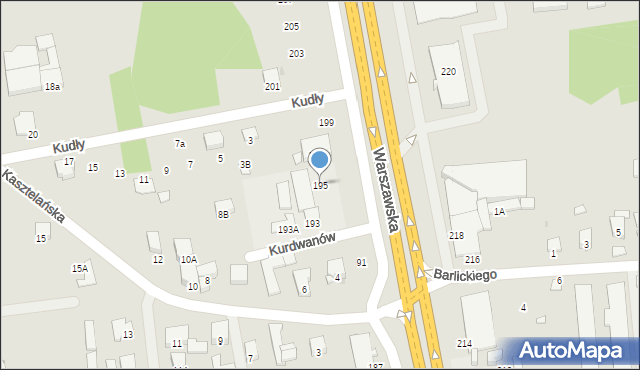 Radom, Warszawska, 195, mapa Radomia