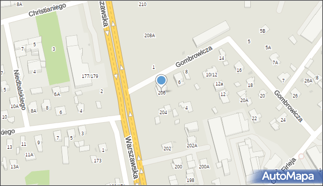 Radom, Warszawska, 206, mapa Radomia