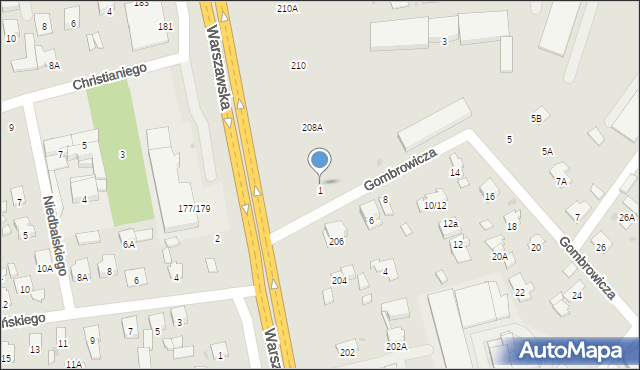 Radom, Warszawska, 208, mapa Radomia