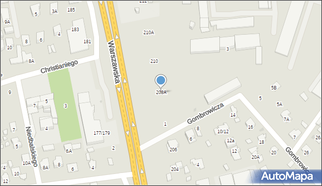 Radom, Warszawska, 208A, mapa Radomia