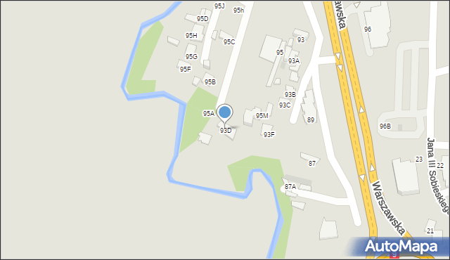 Radom, Warszawska, 93D, mapa Radomia