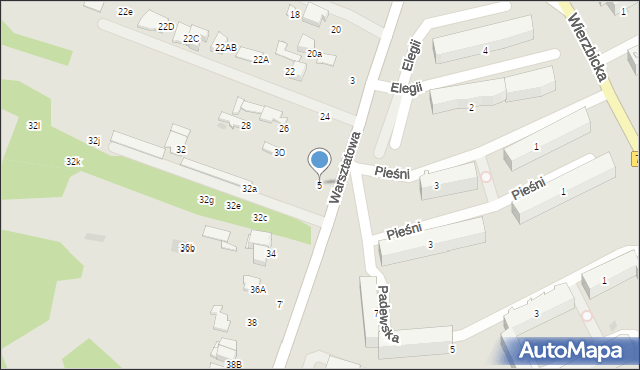 Radom, Warsztatowa, 5, mapa Radomia