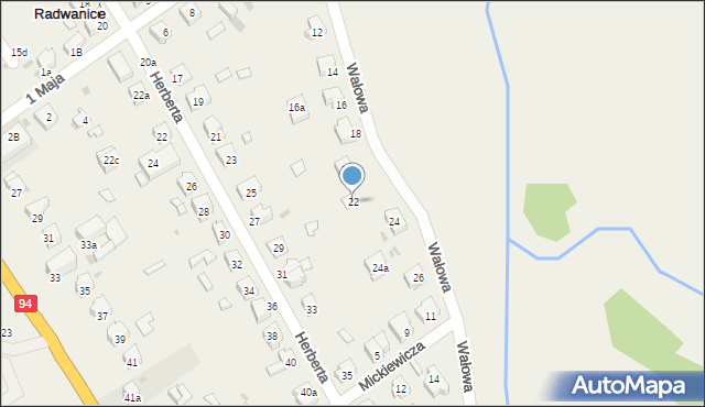 Radwanice, Wałowa, 22, mapa Radwanice